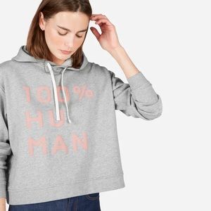 NWT Everlane 100% Human Typography Cropped Hoodie XXS